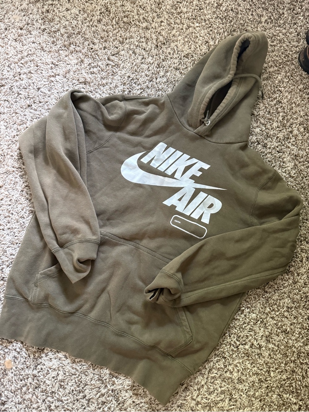 Nike Olive Green Hoodie with White Nike Air Logo